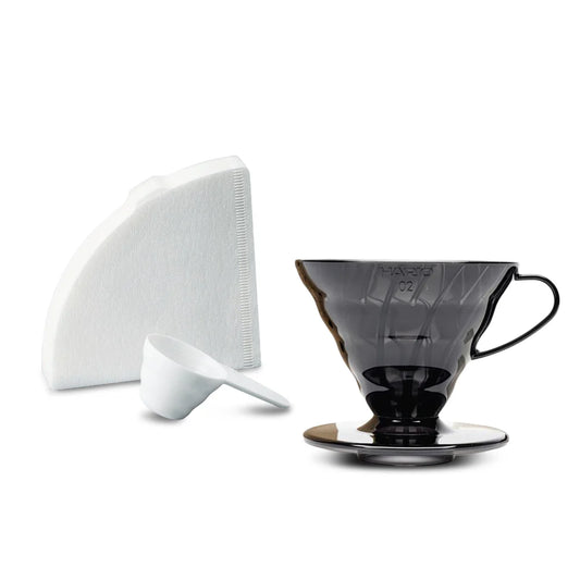 Hario V60 Coffee Dripper Set Transparent Black (Size 01)